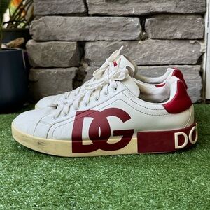 Dolce & Gabbana Cream and Red Logo Sneakers